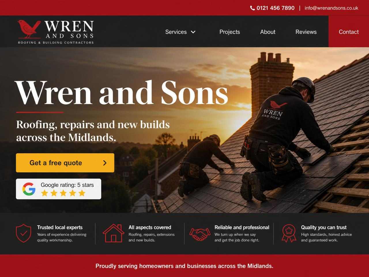 Wren & Sons website shown on desktop